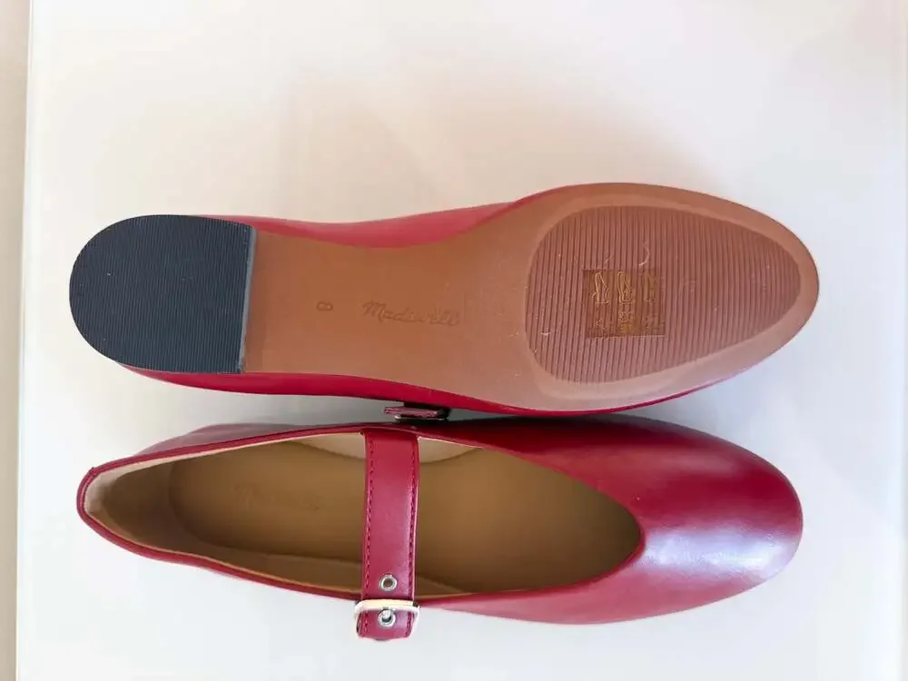 Madewell The Remy Mary Jane Flat in Cherrywood Red, new